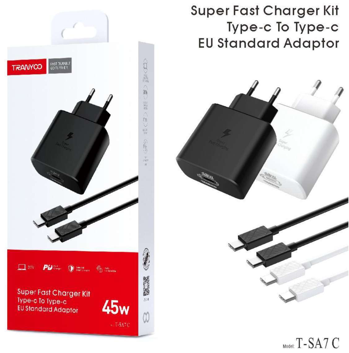 Original Tranyoo® USB C Ladegerät, 45W Schnellladegerät & 1 M Kabel Schnellladen