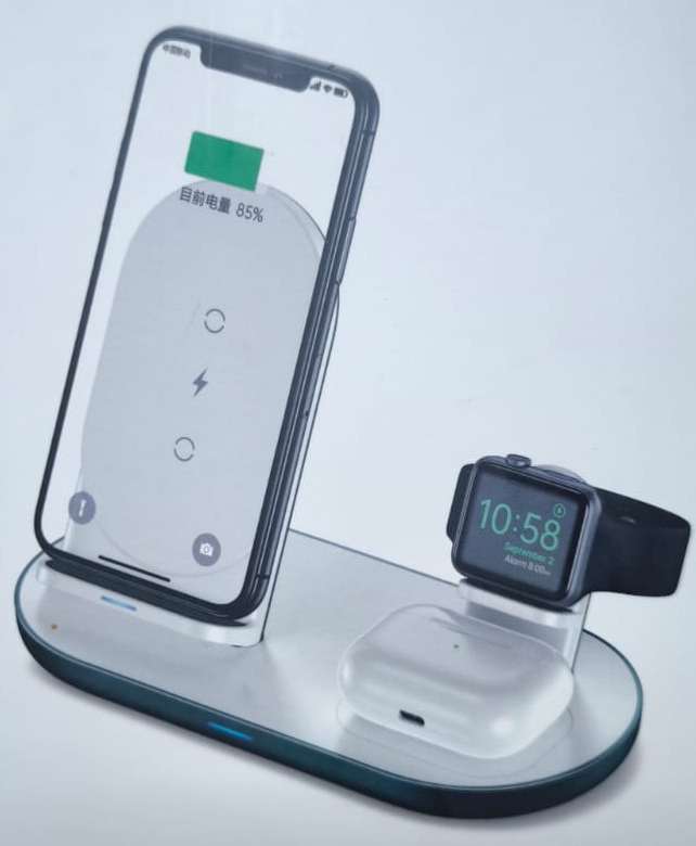 3-in-1 Wireless Ladestation W3 – Qi Ladegerät für Smartphone, AirPods & Apple Watch | bis 10W | klappbar